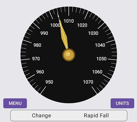 Close view of the Marine Barometer dial in v1.9.0