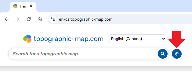 topographic-map.com search bar and geolocate button